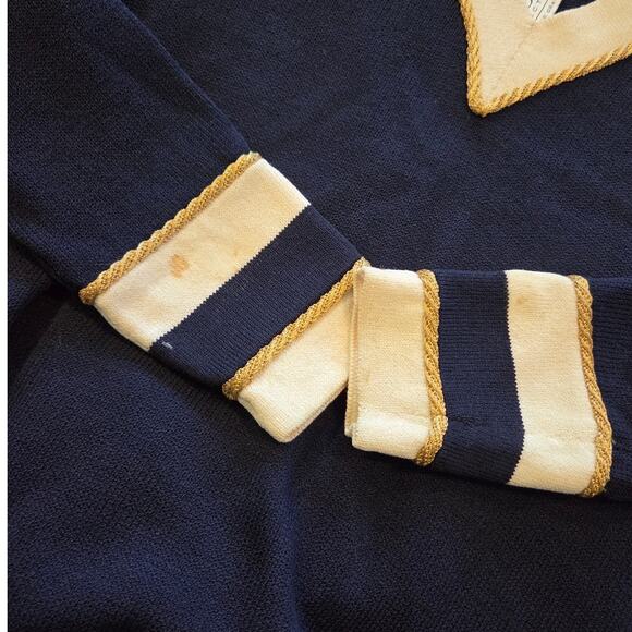 St John Marie Gray midi length dress nautical rope blue vneck long sleeves 12 - Picture 8 of 10